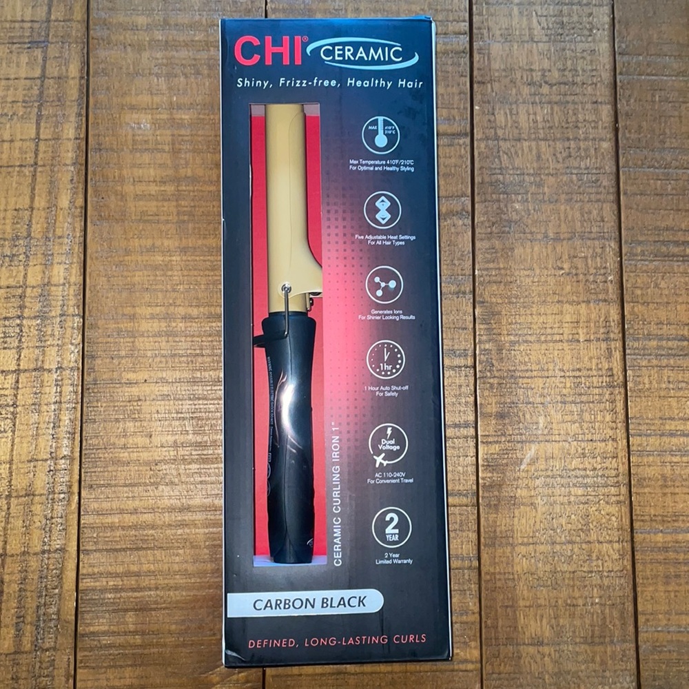 NIB CHI 1” Ceramic Carbon Black Curling Iron